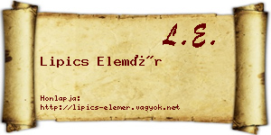 Lipics Elemér névjegykártya